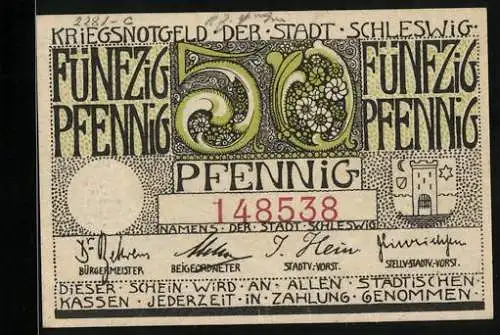 Notgeld Schleswig 1918, 50 Pfennig, Schloss