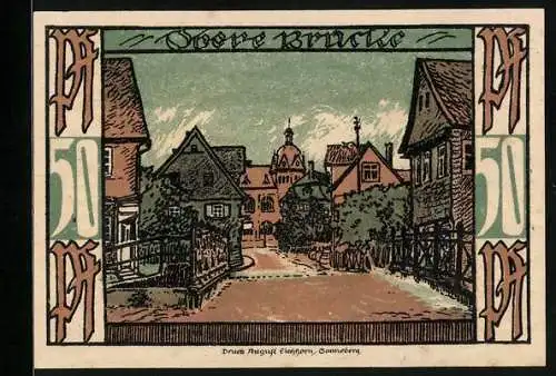 Notgeld Oberlind S.-M. 1921, 50 Pfennig, Die Obere Brücke, Gesamtansicht