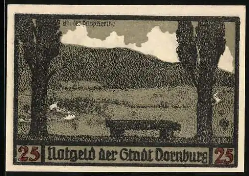 Notgeld Dornburg 1921, 25 Pfennig, Bei der Pappelreihe