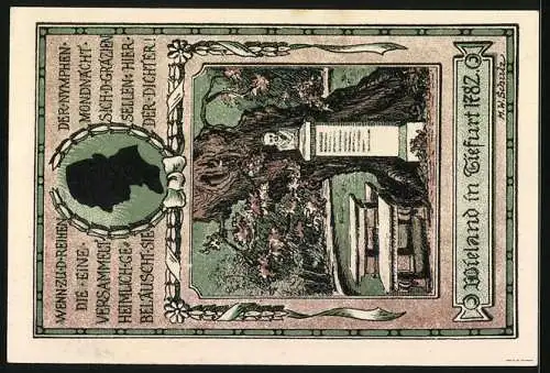 Notgeld Tiefurt 1921, 75 Pfennig, Das Wielanddenkmal