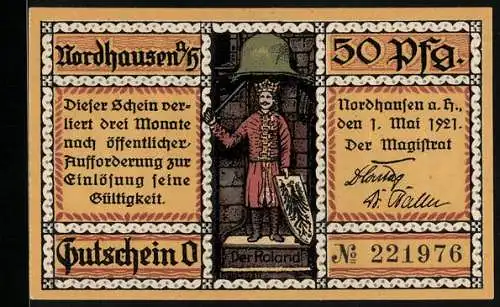 Notgeld Nordhausen a. H. 1921, 50 Pfennig, Aufgang zur Finkenburg