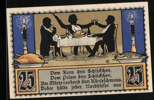 Notgeld Nordhausen a. H. 1921, 25 Pfennig, Nordhäuser beim Abendessen am Märtensabend