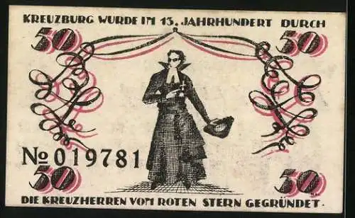 Notgeld Kreuzburg in Oberschlesien 1921, 50 Pfennig, Kreuzherr vom Roten Stern