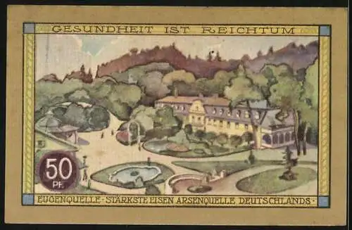 Notgeld Bad Kudowa, 50 Pfennig, Die Eugenquelle