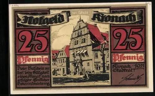 Notgeld Kronach 1921, 25 Pfennig, Das Rathaus