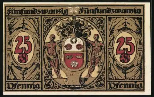 Notgeld Kronach 1921, 25 Pfennig, Gesamtansicht mit der Festung