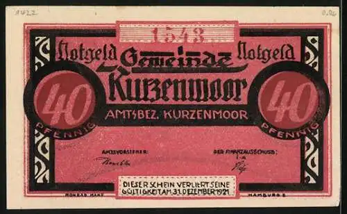 Notgeld Kurzenmoor, 40 Pfennig, Zwei Fussballer