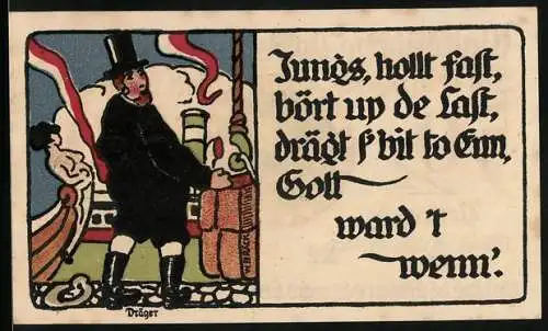 Notgeld Lübeck 1921, 50 Pfennig, Mann mit Zylinder