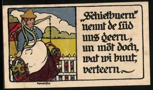 Notgeld Lübeck 1921, 50 Pfennig, Bäuerin mit Ernte
