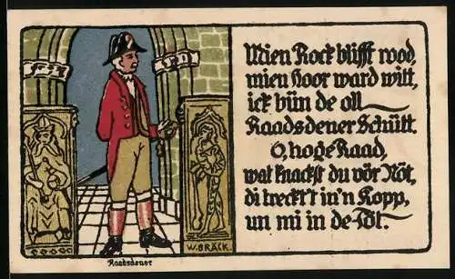 Notgeld Lübeck 1921, 50 Pfennig, Ratsdiener in Uniform