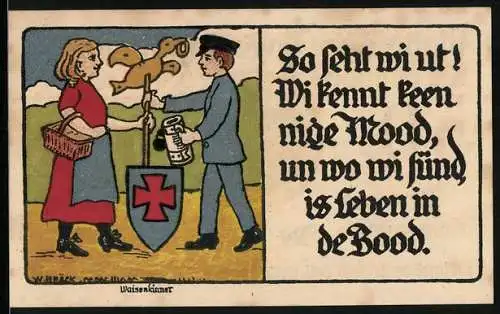 Notgeld Lübeck 1921, 50 Pfennig, Zwei Waisenkinder