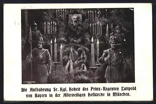 Künstler-AK München, Aufbahrung Luitpold von Bayern in der Allerheiligen Hofkirche