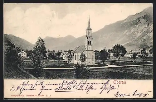 AK Oberau / Oberammergau, Kirche mit Umgebung