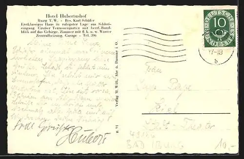 AK Bad Iburg, Garten vom Hotel Hubertushof