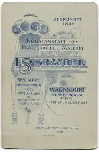 Fotografie A. Schrauber, Warnsdorf, Künstlergasse 1175, Kleiner Junge im Anzug mit Fliege