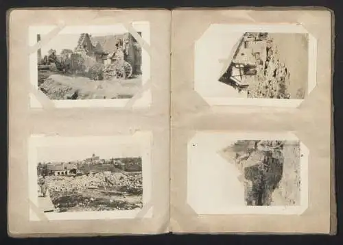 31 Fotografien Ansicht Soissons, Soldaten, Uniform, zerstörte Stadt, Kriegszerstörung, Uniform, 1. WK