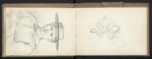 70 Handzeichnungen 1895, Salzburg, Axams, Innsbruck, München, Tracht, Personen, Künstler / in Winkelmann, Skizzenbuch