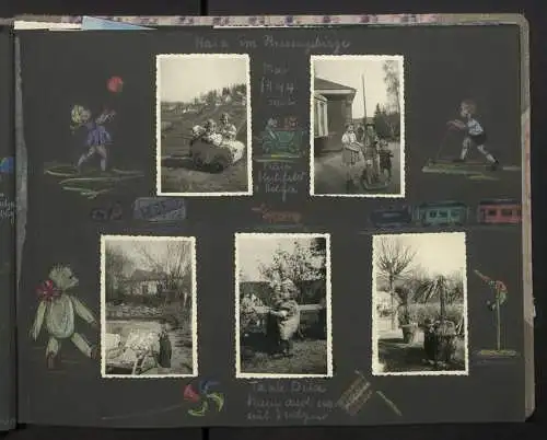 Fotoalbum mit 200 Fotografien, Mutterglück, Familie Bosse (1942-1958), Kinderfotos, Kinderwagen, Soldat in Uniform