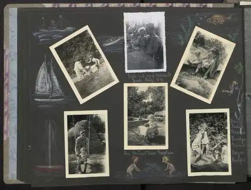 Fotoalbum mit 200 Fotografien, Mutterglück, Familie Bosse (1942-1958), Kinderfotos, Kinderwagen, Soldat in Uniform