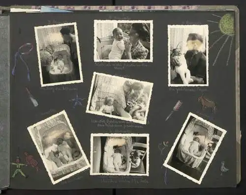 Fotoalbum mit 200 Fotografien, Mutterglück, Familie Bosse (1942-1958), Kinderfotos, Kinderwagen, Soldat in Uniform