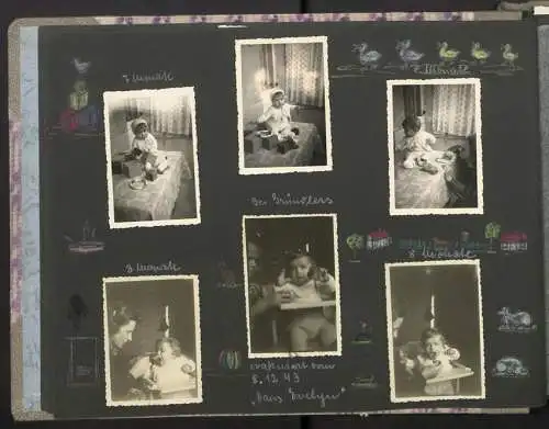 Fotoalbum mit 200 Fotografien, Mutterglück, Familie Bosse (1942-1958), Kinderfotos, Kinderwagen, Soldat in Uniform