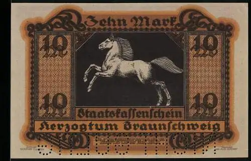 Notgeld Braunschweig 1918, 10 Mark, Weisses Pferd