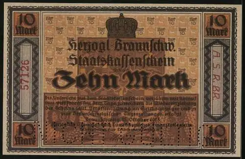 Notgeld Braunschweig 1918, 10 Mark, Ein weisses Pferd