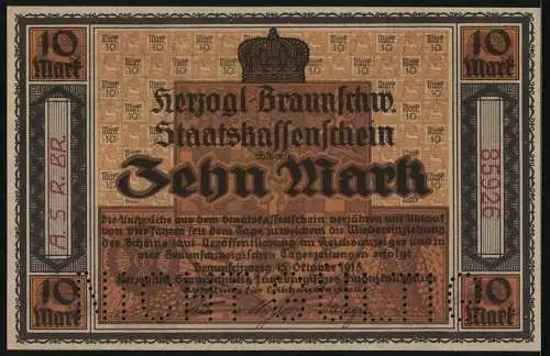 Notgeld Braunschweig 1918, 10 Mark, Ein weisses Ross