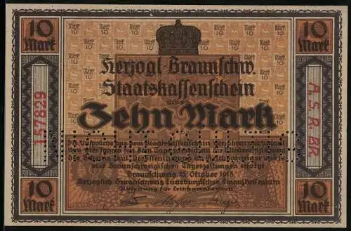 Notgeld Braunschweig 1918, 10 Mark, Weisses Ross mit wehender Mähne