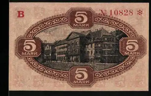 Notgeld Zweibrücken 1918, 5 Mark, Das Rathaus