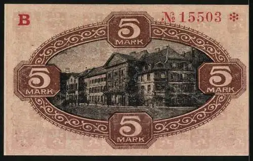 Notgeld Zweibrücken 1918, 5 Mark, Rathaus am Platz