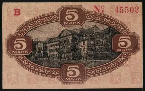 Notgeld Zweibrücken 1918, 5 Mark, Das Rathaus