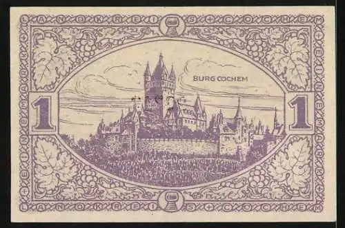 Notgeld Cochem 1918, 1 Mark, Blick auf die Burg
