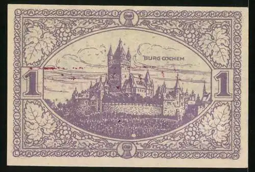 Notgeld Cochem 1918, 1 Mark, Die Burg in der Stadt