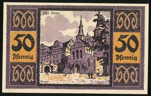 Notgeld Merseburg 1921, 50 Pfennig, Partie am Dom