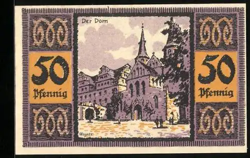 Notgeld Merseburg 1921, 50 Pfennig, Blick auf den Dom