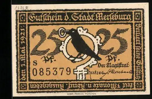 Notgeld Merseburg 1921, 25 Pfennig, Bischof Thilo v. Trotha