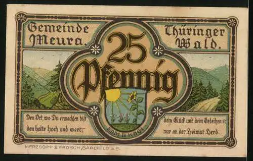 Notgeld Meura /Thür. Wald 1921, 25 Pfennig, Die Angerlinde