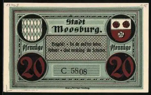 Notgeld Moosburg, 20 Pfennig, Der Turm