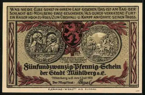 Notgeld Mühlberg a. E. 1921, 25 Pfennig, Neustädter Kirche