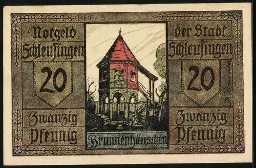 Notgeld Schleusingen, 25 Pfennig, Kind der Wasserfee als Reh