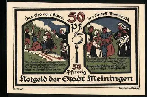 Notgeld Meiningen 1921, 50 Pfennig, Frau Holle und die Kartoffelknolle