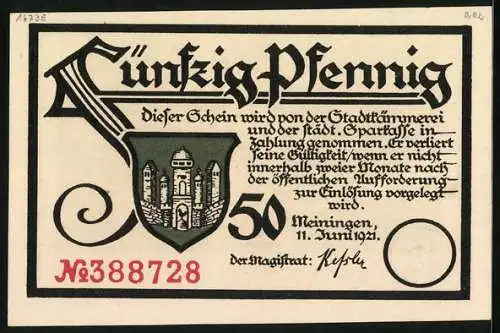 Notgeld Meiningen 1921, 50 Pfennig, Frau Holle und die Kartoffelknolle