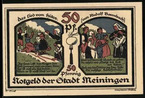 Notgeld Meiningen 1921, 50 Pfennig, Frau Holle tröstet die Weinbauern