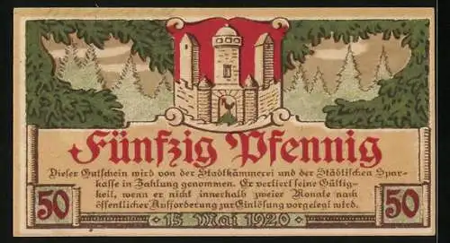 Notgeld Meiningen 1920, 50 Pfennig, Das Rathaus