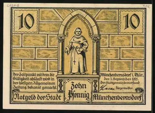 Notgeld Münchenbernsdorf i. Thür. 1921, 10 Pfennig, Die Gerichtssitzung