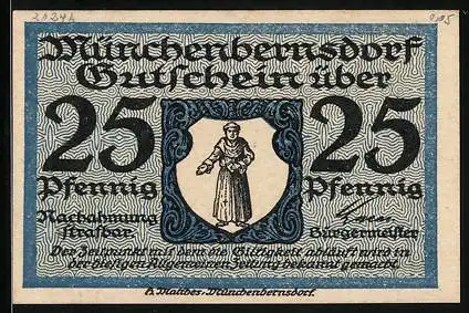 Notgeld Münchenbernsdorf i. Thür., 25 Pfennig, Teppiche, Decken und Läufer