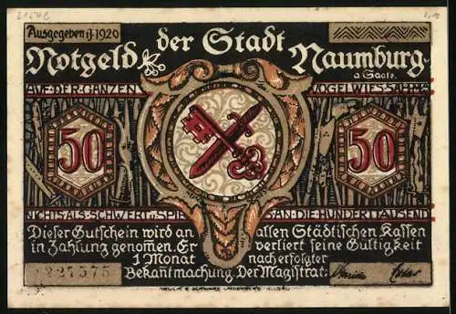 Notgeld Naumburg a. Saale 1920, 50 Pfennig, Nonne betet
