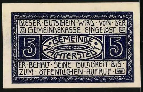 Notgeld Nachterstedt 1921, 5 Pfennig, Partie am Industriegebiet