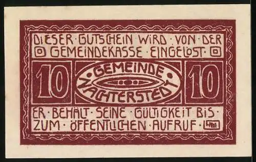 Notgeld Nachterstedt 1921, 10 Pfennig, Blick auf das Industriegebiet